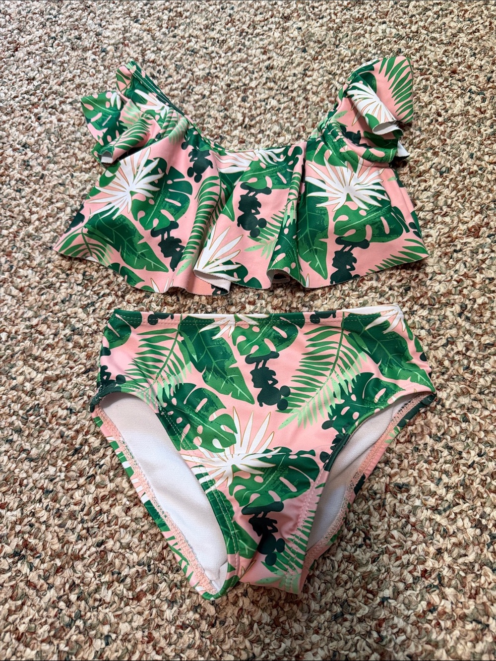Disney Pink & Green Tropical Ruffle Bikini Set